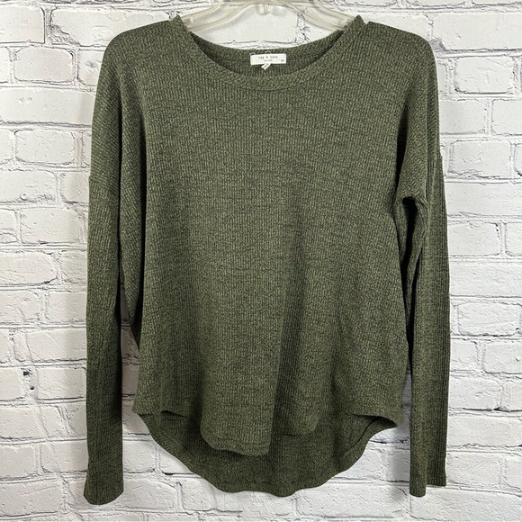 rag & bone Tops - Rag & Bone Women’s Knit Rib Tee Long Sleeve Jersey Knit T-Shirt Green S